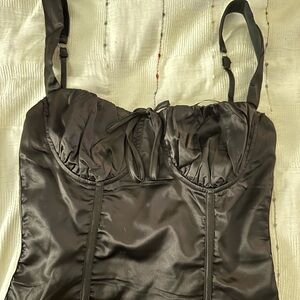 Black Satin Corset Top